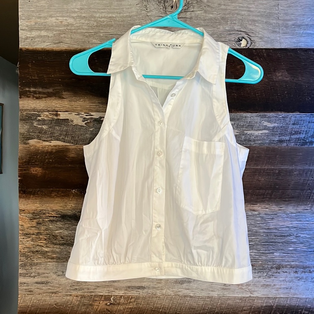 White button down tank top